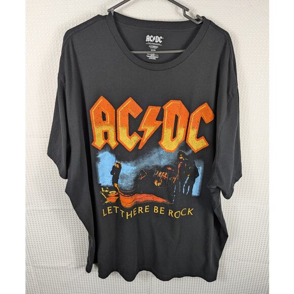 AC/DC Let There Be Rock Band T-Shirt Mens 3XB Black Graphic Tee Vintage Style - Picture 1 of 4